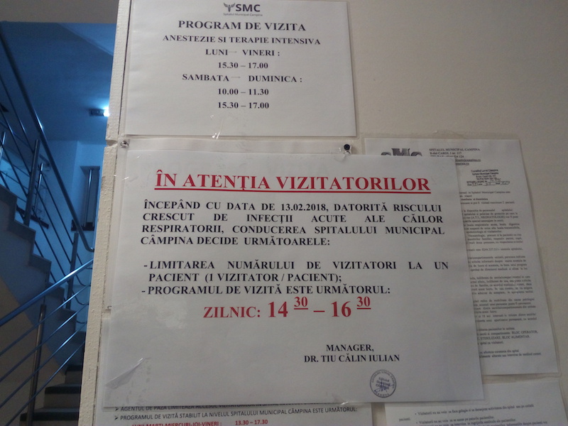 Atentie! De astazi s-a modificat programul de vizita la Spitalul Municipal din Campina