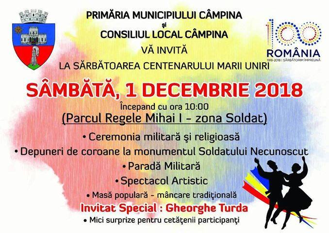 #Romania100: Trei zile de Centenar, la Campina. Programul complet al manifestarilor